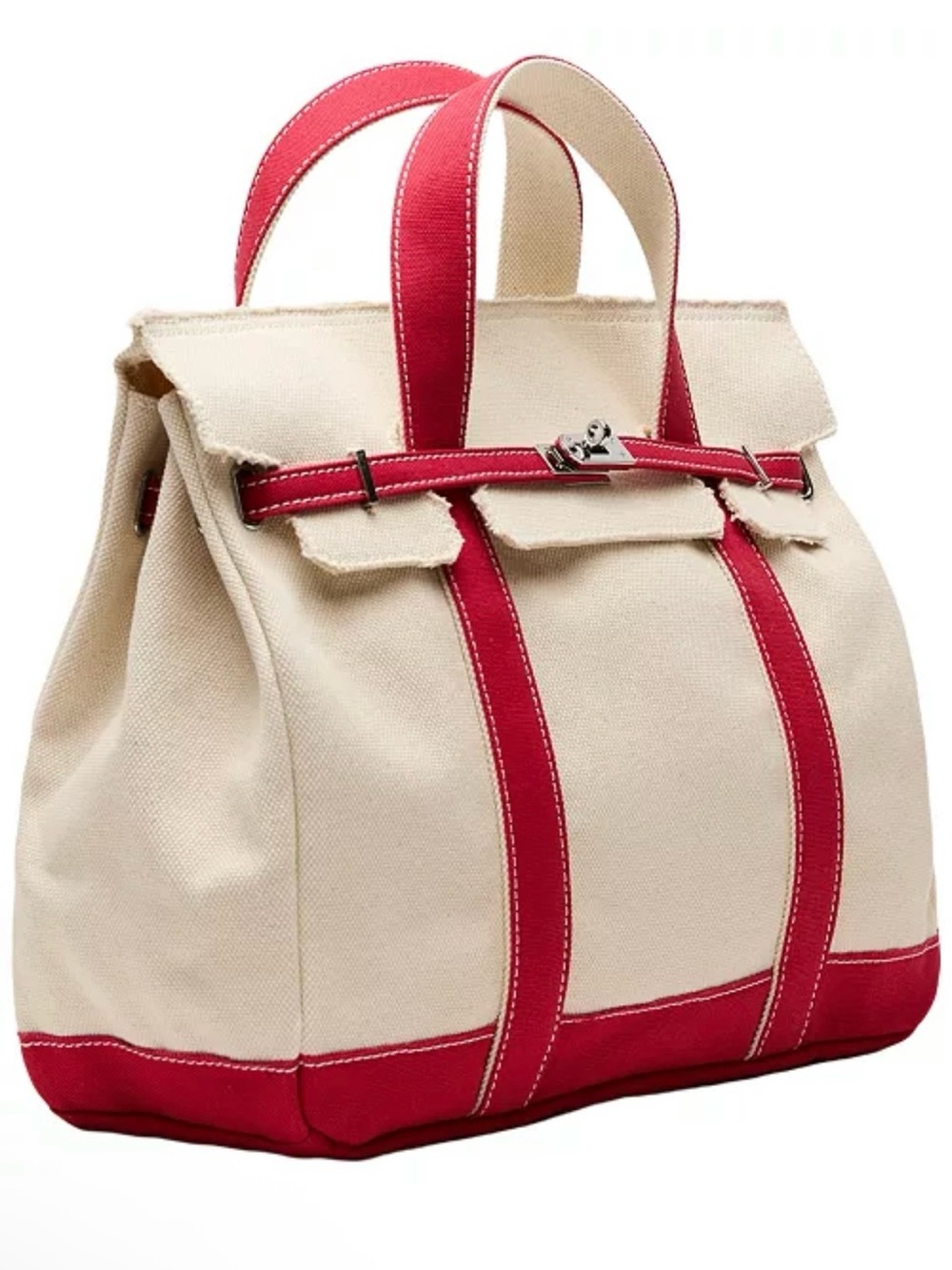 NWT Boatkin Boat Tote - Sunwin Madaket Large Classic Tote Bag - Red & Cream - Picture 2 of 9